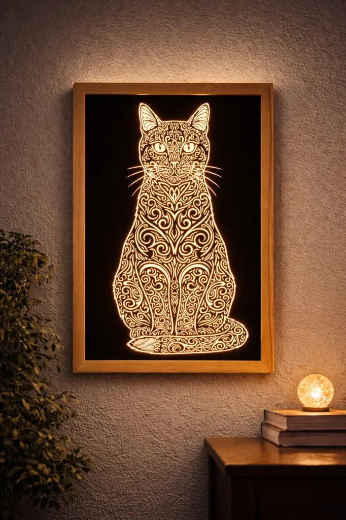 Cuadro de luz LED grabado en acrílico