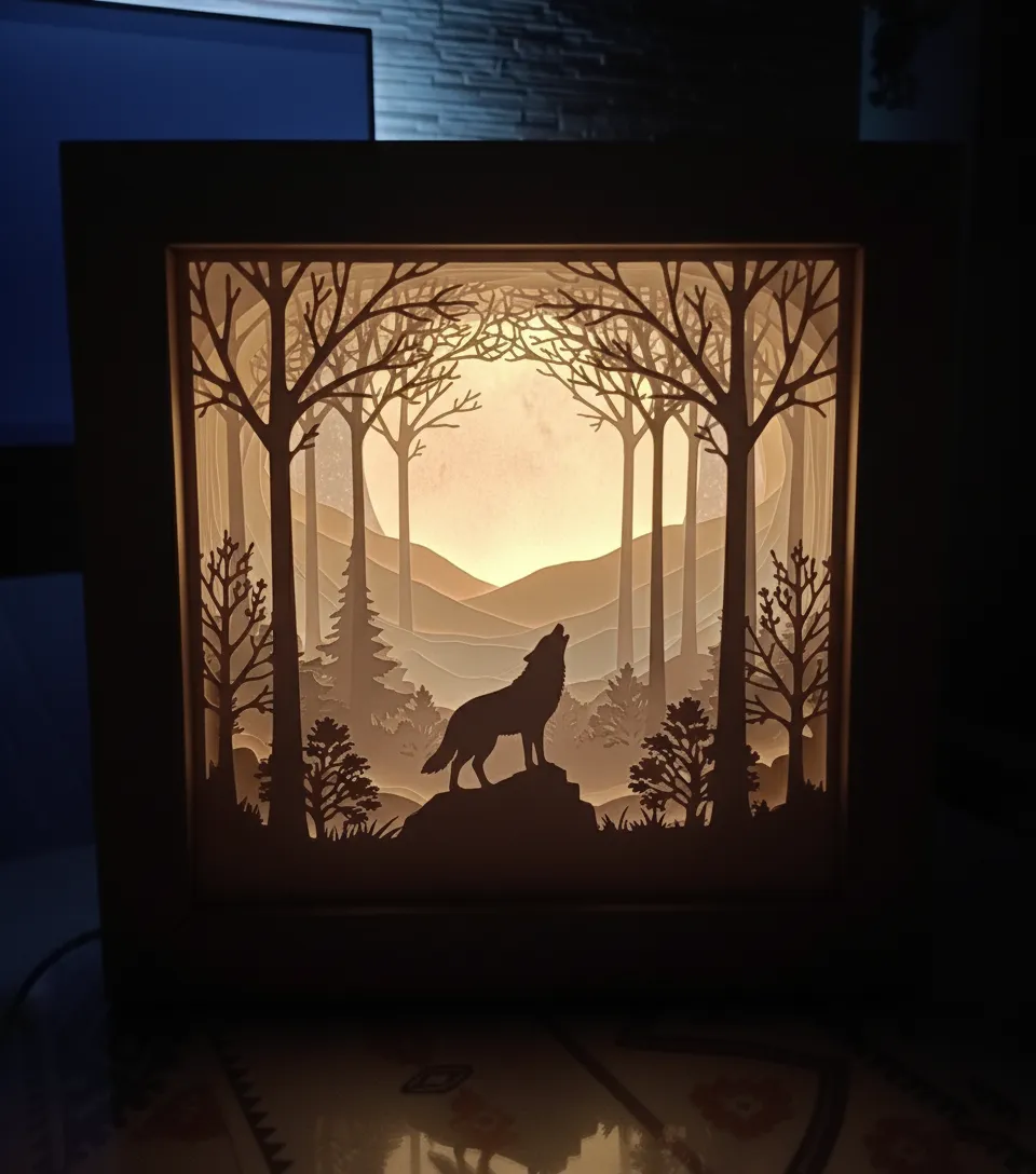 Diorama shadowbox con iluminación LED