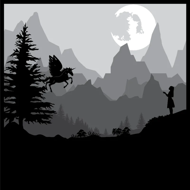 Shadowbox Escena Pegaso Fantasía